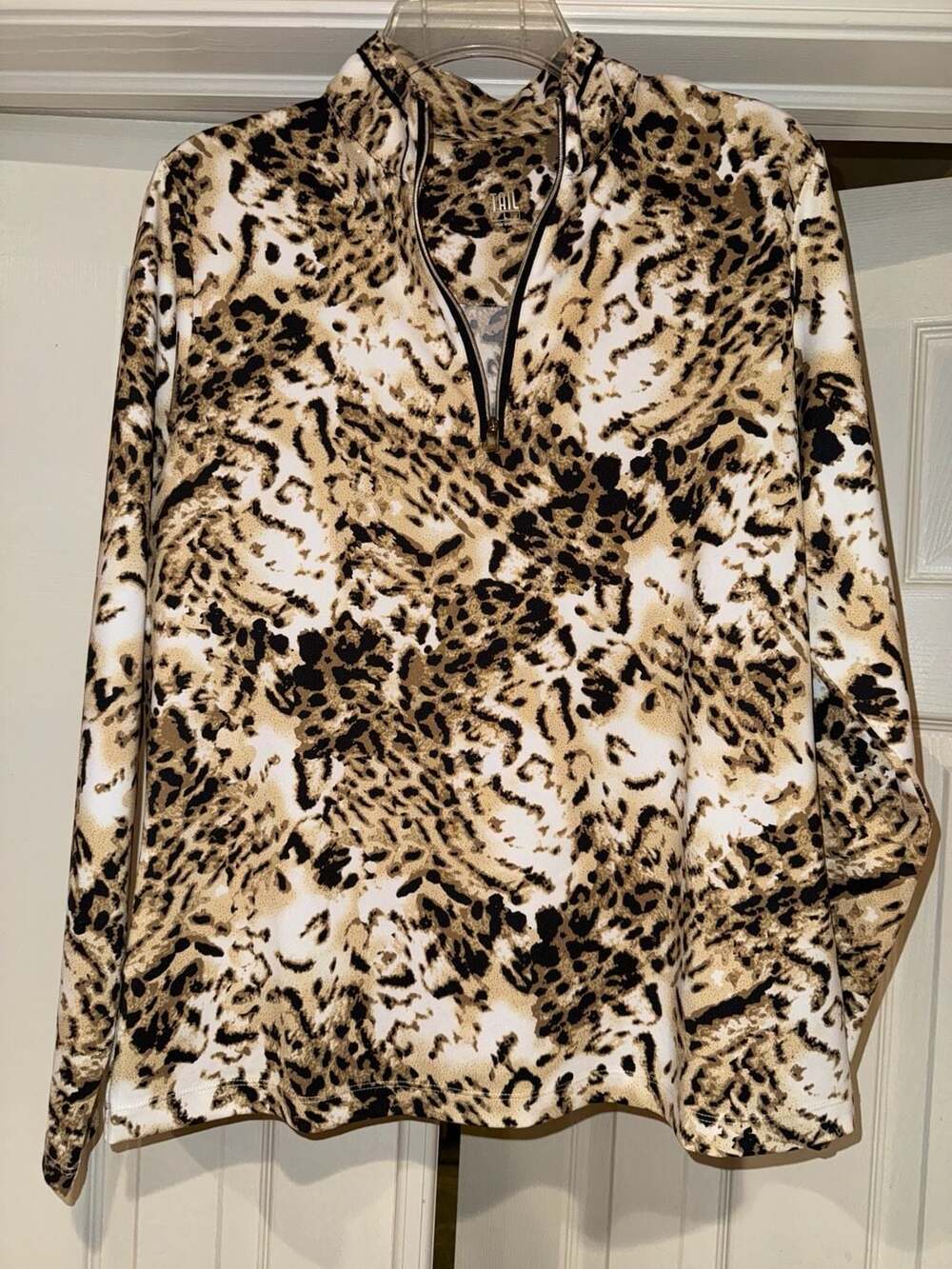 Tail Women's Leopard Print Long Sleeve Half Zip Pullover Shirt - Picture 3 of 6